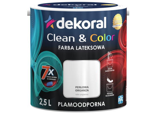 Farba lateksowa Clean&Color Perłowa Organza 2,5 l Dekoral