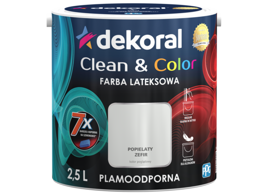Farba lateksowa Clean&Color Popielaty Zefir 2,5 l Dekoral