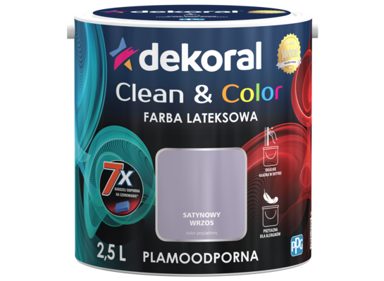 Farba lateksowa Clean&Color Satynowy Wrzos 2,5 l Dekoral