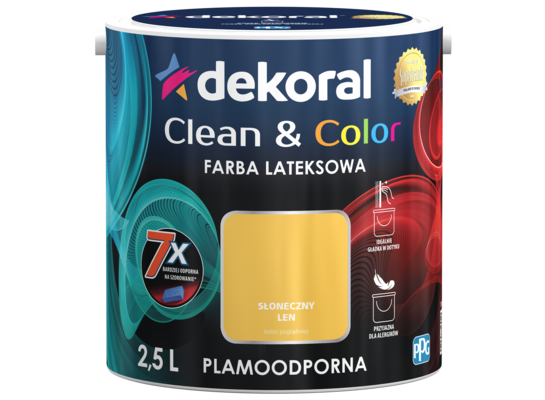 Farba lateksowa Clean&Color Słoneczny Len 2,5 l Dekoral