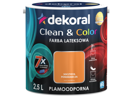 Farba lateksowa Clean&Color Soczysta Pomarańcza 2,5 l Dekoral
