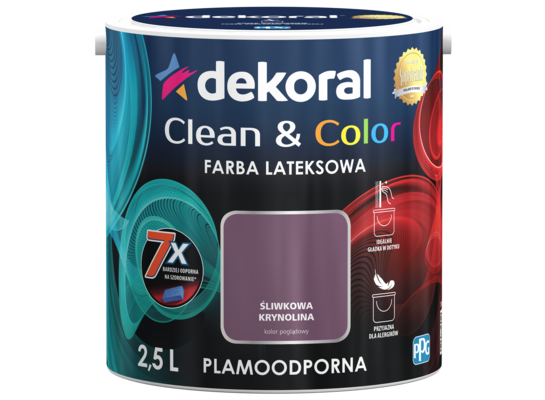 Farba lateksowa Clean&Color Śliwkowa Krynolina 2,5 l Dekoral