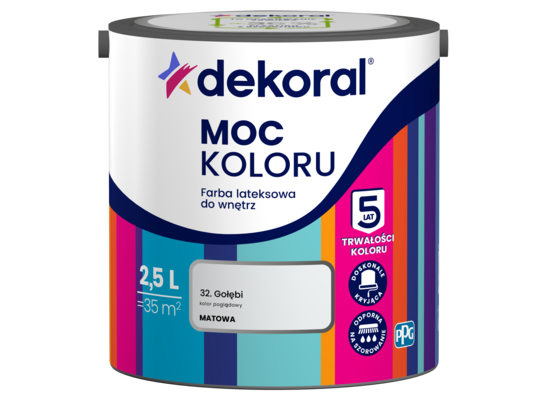 Farba lateksowa do wnętrz MOC KOLORU Gołębi 2,5 l Dekoral