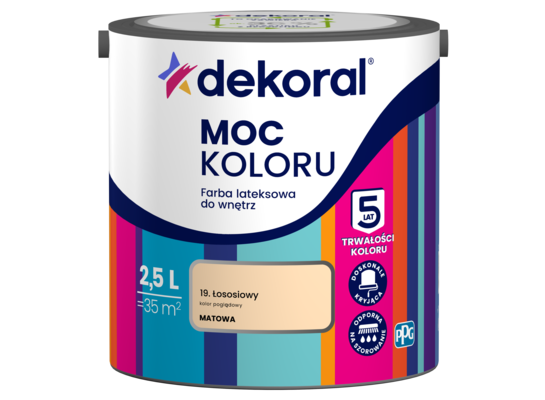 Farba lateksowa do wnętrz MOC KOLORU Łososiowy 2,5 l Dekoral