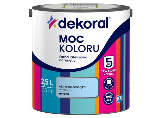 Farba lateksowa do wnętrz MOC KOLORU Niezapominajka 2,5 l Dekoral