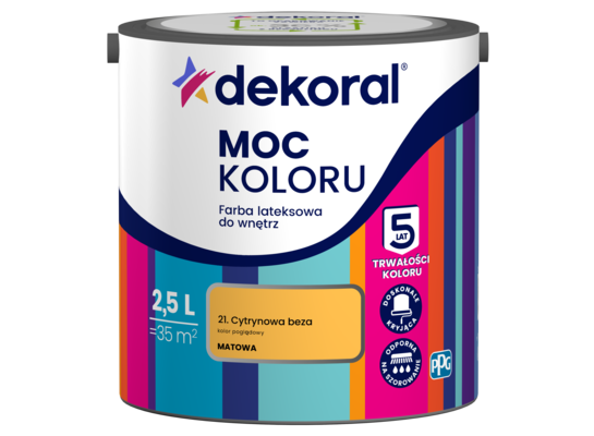 Farba lateksowa do wnętrz MOC KOLORU Cytrynowa beza 2,5 l Dekoral