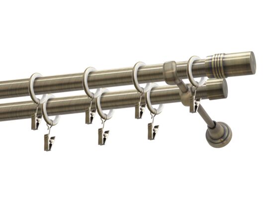 Karnisz podwójny 19/19 mm Boston mosiądz 200 cm