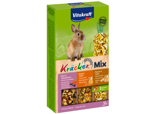 Kolba dla królika Kracker 3 sztuki popcorn/miód/owoc leśne Vitakraft