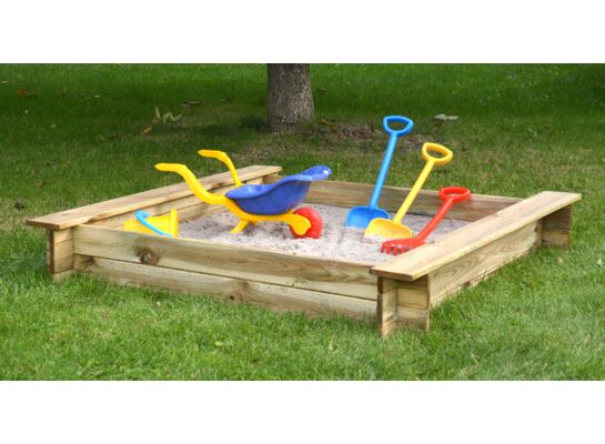 Piaskownica 120 x 120 x 19,5 cm z dwiema ławeczkami