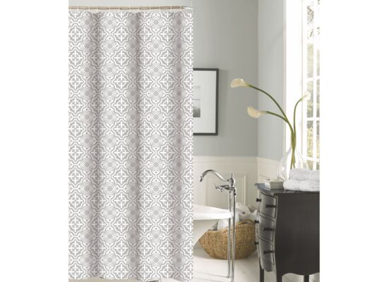 Zasłonka poliestrowa 180 x 200 cm biało-szary