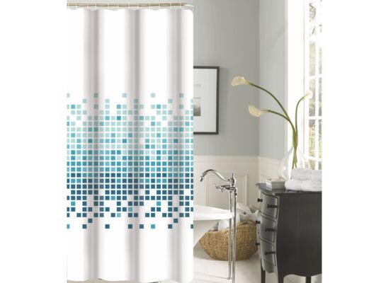 Zasłonka poliestrowa 180 x 200 cm turkusowo-biały