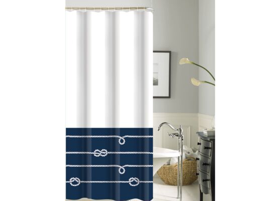 Zasłonka poliestrowa 180 x 180 cm niebiesko-biała