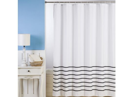 Zasłonka poliestrowa 180 x 180 cm czarno-biały