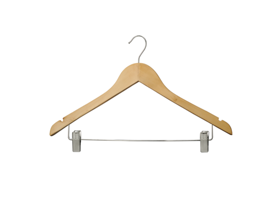 Wieszak drewniany z klipsem beżowy