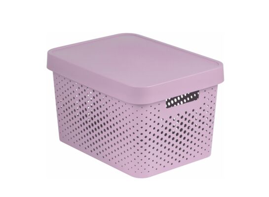 Pojemnik ażurowy INFINITY 17 l z pokrywą różowy