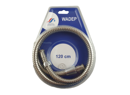 Wąż prysznicowy chromowany, podwójny oplot z końcówką stożkową 120 cm WADEP