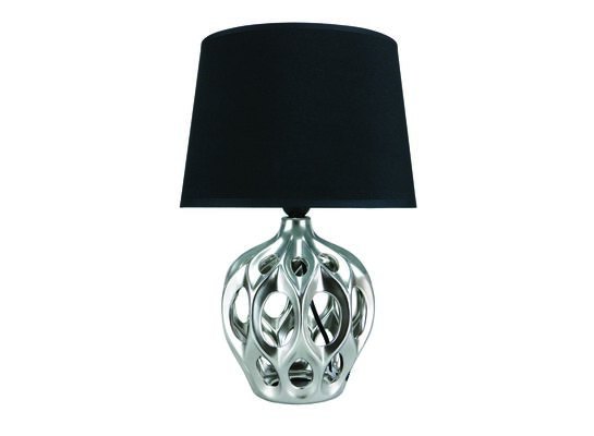 Lampka stołowa ceramiczna srebrno-czarna