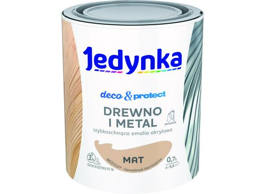 Farba akrylowa Jedynka Deco&Protect Drewno i Metal mat Beżowy 0,7 l