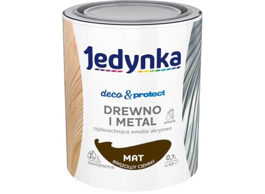 Farba akrylowa Jedynka Deco&Protect Drewno i Metal mat Brązowy Ciemny 0,7 l