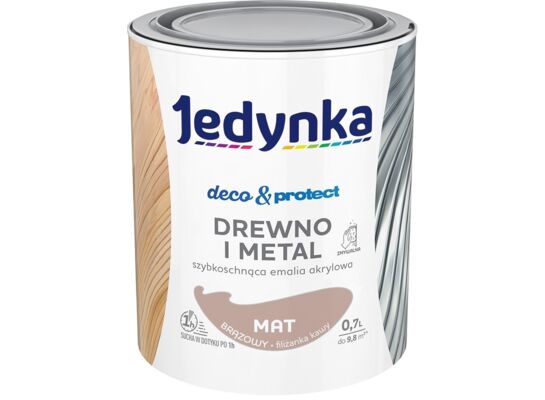 Farba akrylowa Jedynka Deco&Protect Drewno i Metal mat Brązowy 0,7 l