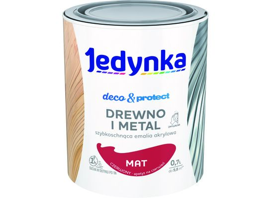 Farba akrylowa Jedynka Deco&Protect Drewno i Metal mat Czerwony 0,7 l