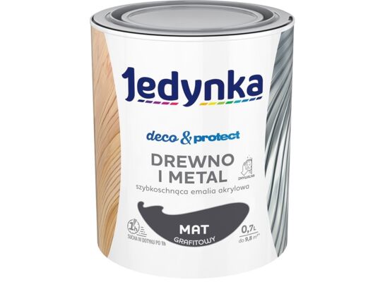 Farba akrylowa Jedynka Deco&Protect Drewno i Metal mat Grafitowy 0,7 l