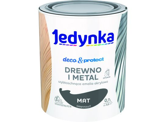 Farba akrylowa Jedynka Deco&Protect Drewno i Metal mat Grafitowy 0,7 l