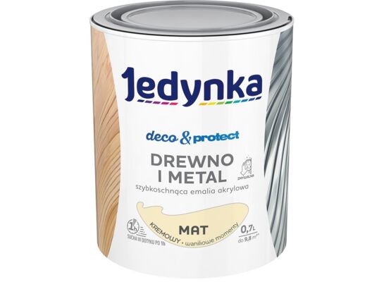 Farba akrylowa Jedynka Deco&Protect Drewno i Metal mat Kremowy 0,7 l