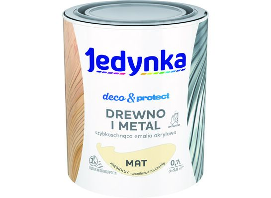 Farba akrylowa Jedynka Deco&Protect Drewno i Metal mat Kremowy 0,7 l