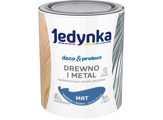 Farba akrylowa Jedynka Deco&Protect Drewno i Metal mat Niebieski Ciemny 0,7 l