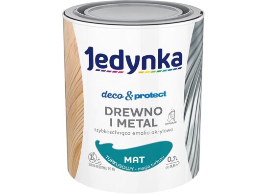 Farba akrylowa Jedynka Deco&Protect Drewno i Metal mat Turkusowy 0,7 l