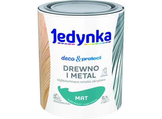 Farba akrylowa Jedynka Deco&Protect Drewno i Metal mat Turkusowy 0,7 l