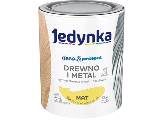 Farba akrylowa Jedynka Deco&Protect Drewno i Metal mat Żółty 0,7 l
