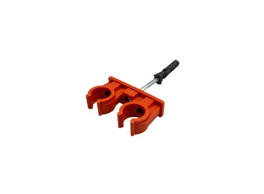 Uchwyt podwójny do rur miedzianych 22 mm śruba + kołek