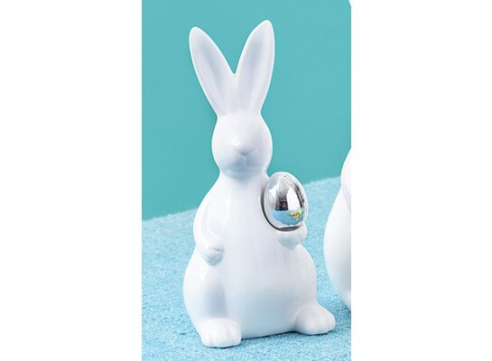 Figurka ceramiczna Zając z jajkiem 22 cm