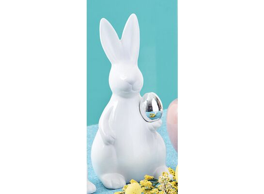 Figurka ceramiczna Zając z jajkiem 28 cm