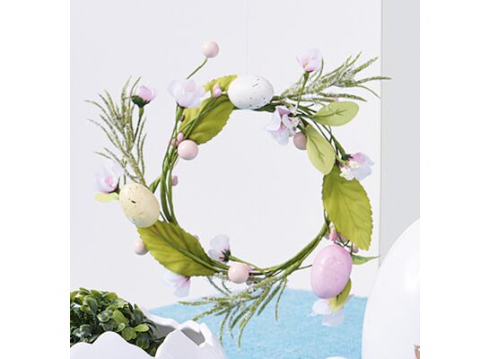 Wianek wielkanocny 24 cm żółto-różowy