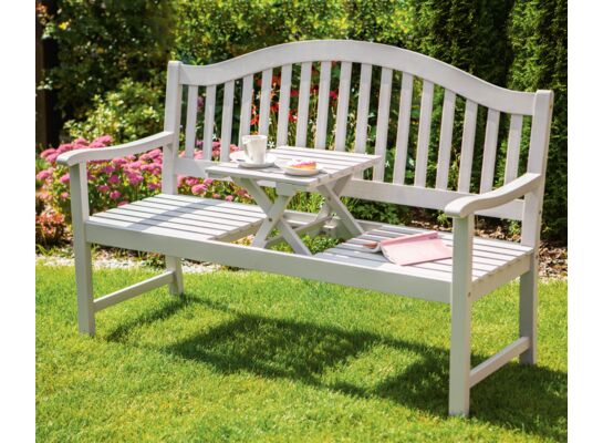 Ławka z drewna eukaliptusowego ze stolikiem