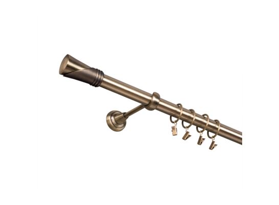 Karnisz pojedynczy 25 mm antyczny mosiądz I 200 cm Duncan żabka