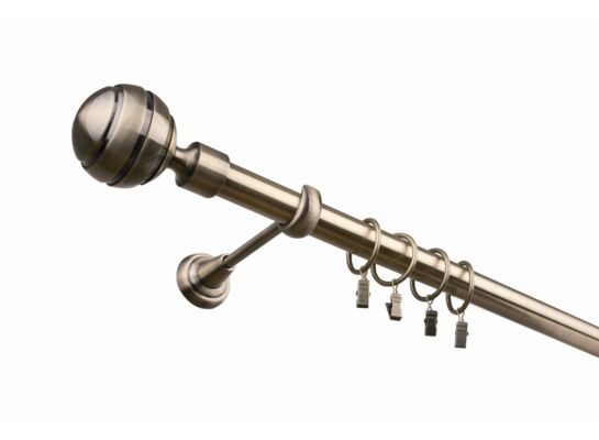 Karnisz pojedynczy 25 mm antyczny mosiądz I 200 cm żabka paola