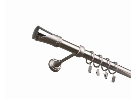 Karnisz pojedynczy 25 mm chrom mat I 160 cm Duncan żabka