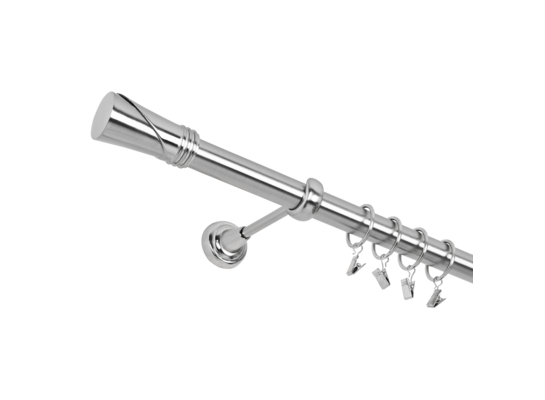 Karnisz pojedynczy 25 mm efekt stali I 160 cm Duncan żabka