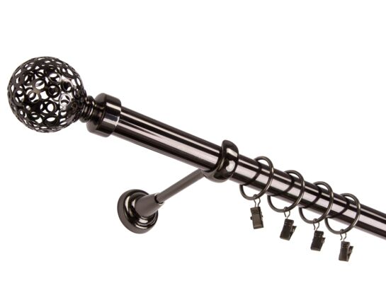 Karnisz pojedynczy 25 mm onyx I 300 cm Kula Retro żabka