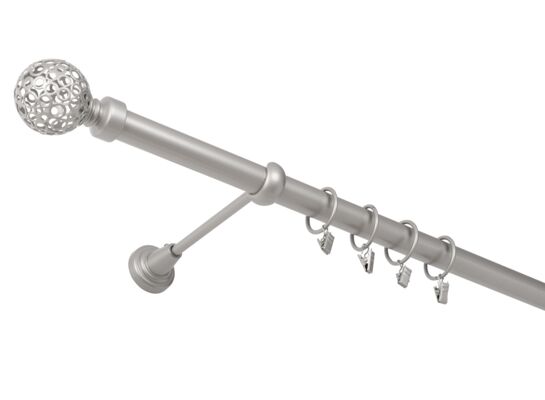 Karnisz pojedynczy 25 mm srebro mat 200 cm Kula Retro żabka