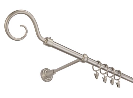 Karnisz pojedynczy 16 mm srebro mat I 160 cm Hak żabka