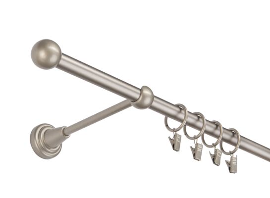 Karnisz pojedynczy 16 mm srebro mat I 160 cm żabka kulka