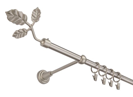 Karnisz pojedynczy 16 mm srebro mat I 160 cm Listek żabka