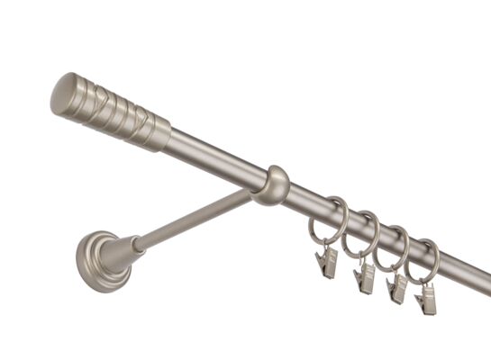 Karnisz pojedynczy 16 mm srebro mat I 160 cm żabka picasso