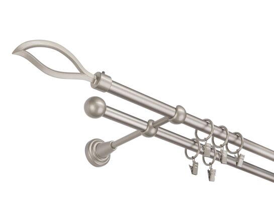 Karnisz podwójny 16 mm srebro mat II 280 cm Płomyk żabka