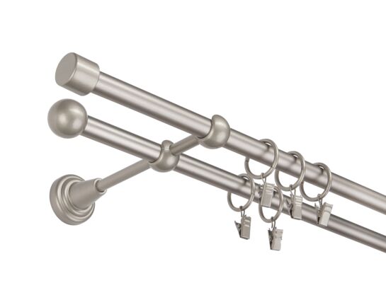 Karnisz podwójny 16 mm srebro mat II 300 cm żabka picasso